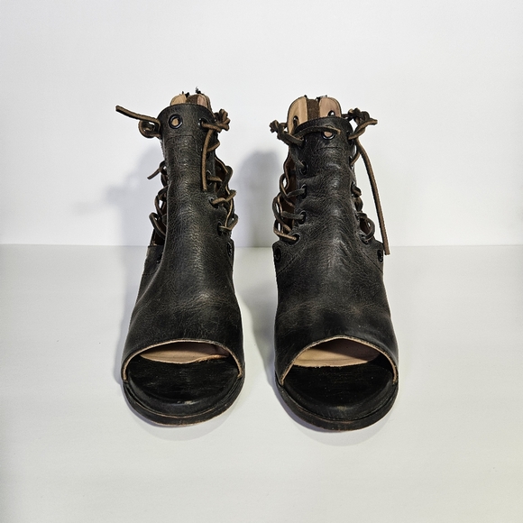 Baske California Brown Leather Fury Open Toe Booties - Picture 6 of 12